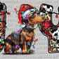 Joy Dachshund Weiner Dog Christmas Ready To Press Transfer DTF Sublimation