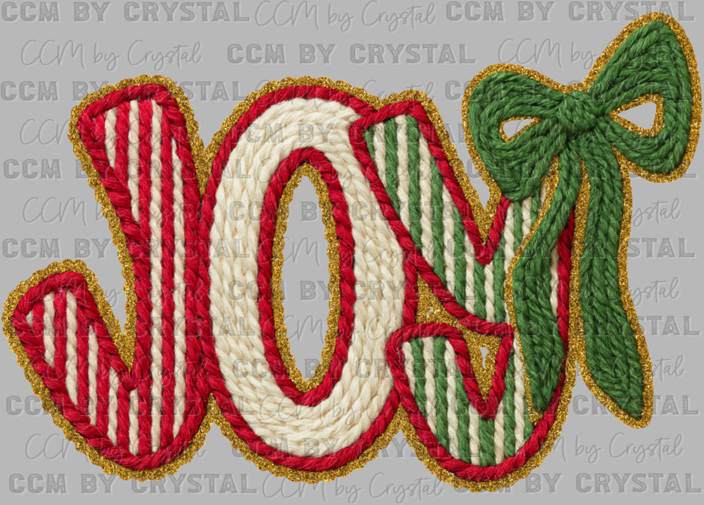 Joy Faux Yarn Christmas Ready to Press Transfer DTF Transfer Sublimation Transfer