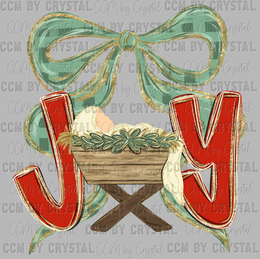 Joy Manger Faux Glitter Christmas Ready to Press Transfer DTF Transfer Sublimation Transfer