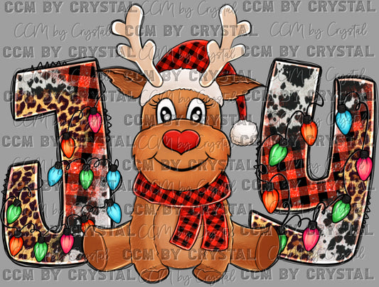 Joy Reindeer  Christmas Ready To Press Transfer DTF Transfer Sublimation Transfer