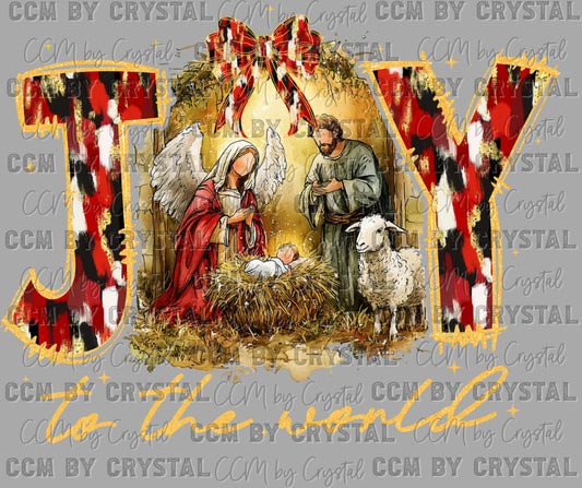 Gold Christmas Joy to the World Ready to Press Transfer DTF Transfer Sublimation Transfer