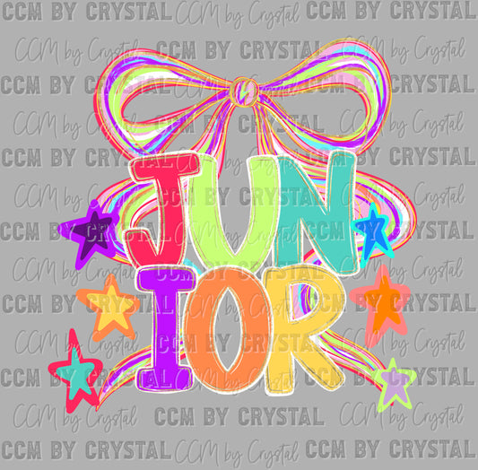Junior Back to School Colorful Ready to Press Transfer DTF Transfer Sublimation Transfer