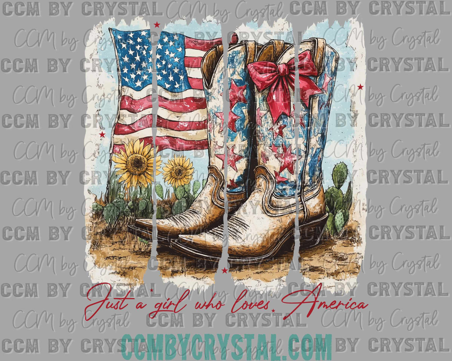 Just a Girl Who Loves America USA 4th of July Patriotic Ready to Press Transfer DTF Transfer Sublimation Transfer