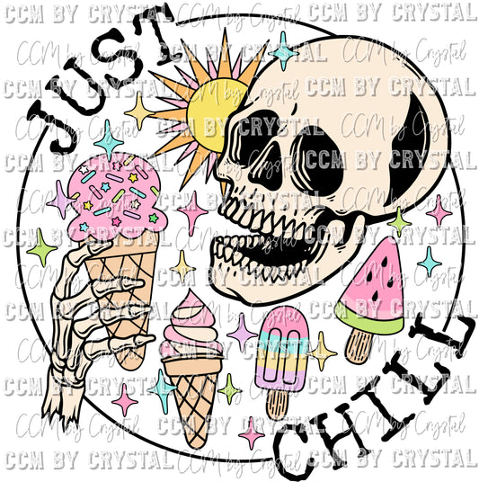 Just Chill Skellie Summer Ice Cream Ready to Press Transfer