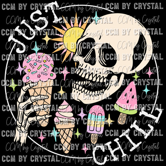 Just Chill Skellie Summer Ice Cream Ready to Press Transfer
