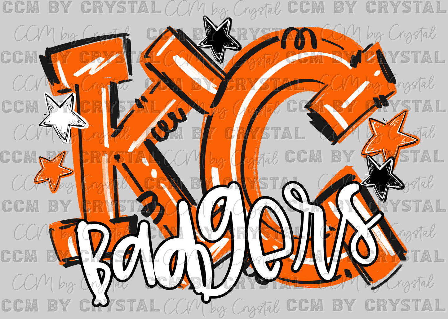 Karnes City Badgers Orange Mascot Ready to Press DTF Transfers Sublimation Transfers
