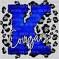 K Cougars Blue with Silver Leopard Background PNG Digital File ONLY