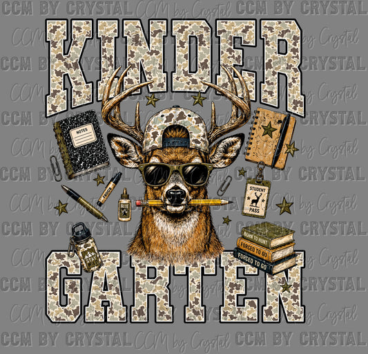 Kinder Camo Deer Back to School Ready to Press DTF Transfers Sublimation Transfers