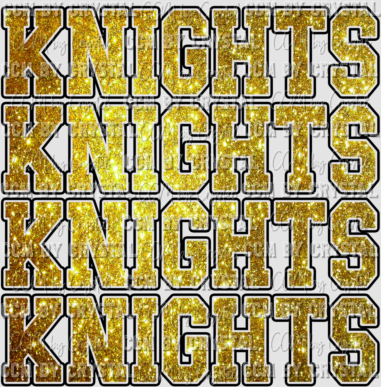 Knights Mascot Gold Glitter Ready to Press Transfer