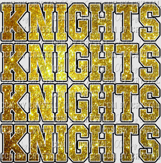 Knights Mascot Gold Glitter PNG Digital File ONLY