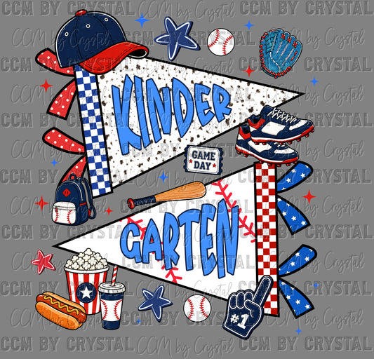 Kindergarten Back to School Baseball Ready to Press DTF Transfers Sublimation Transfers