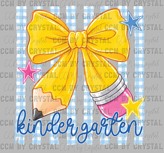 Kindergarten Bow Back to School Ready to Press DTF Transfers Sublimation Transfers