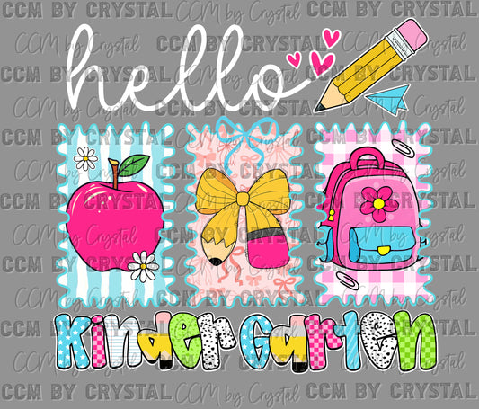 Hello, Kindergarten to School Ready to Press Transfer DTF Transfer