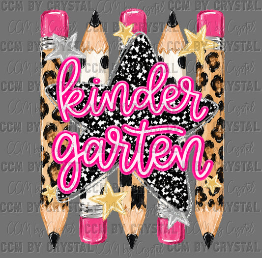 Kindergarten Leopard Pencils Back to School Ready to Press Transfer Direct to Film DTF Transfers