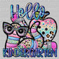 Back to School Hello Kindergarten Faux Rhinestone Effect Ready to Press Transfer DTF Transfer Sublimation Transfer
