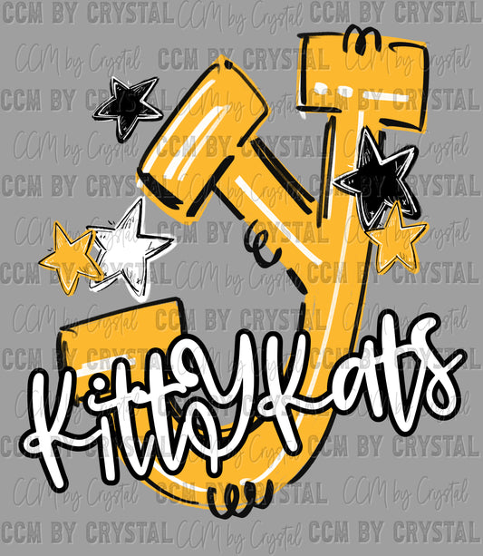 Y Kittykats Yellow Mascot Ready to Press DTF Transfers Sublimation Transfers
