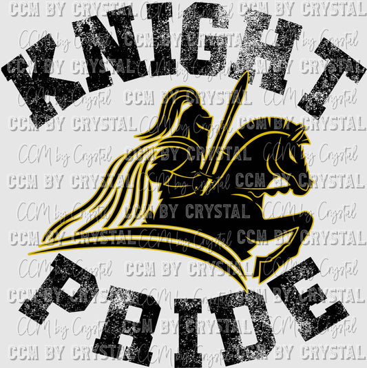Knight Pride Gold and Black Mascot Ready to Press Transfer