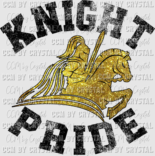 Knight Pride Gold and Black Mascot Ready to Press Transfer