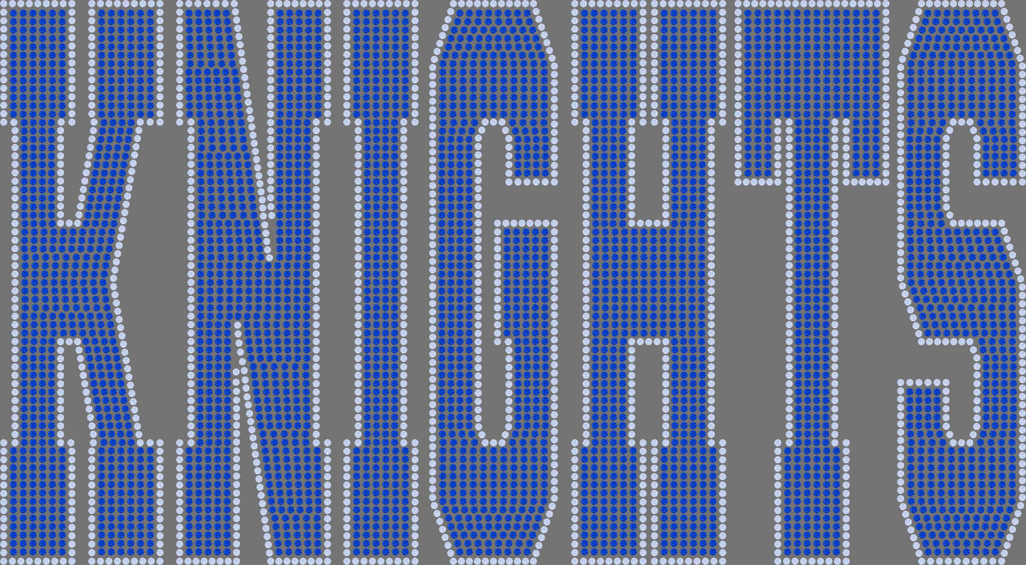 Knights 11" 2-Color Ready to Press Spangle Transfer Bling Transfer Sparkle Transfer