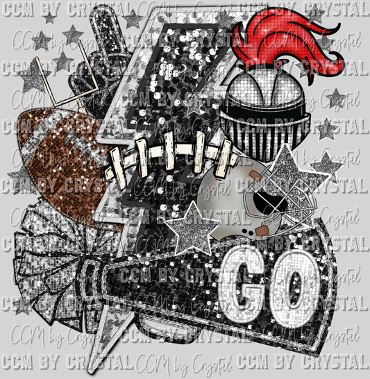 Knights Football Faux Sequins Faux Embroidery Ready to Press Transfer