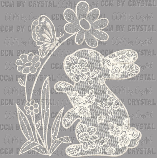 Lace Bunny Easter Ready to Press Transfer DTF Transfer Sublimation Transfer