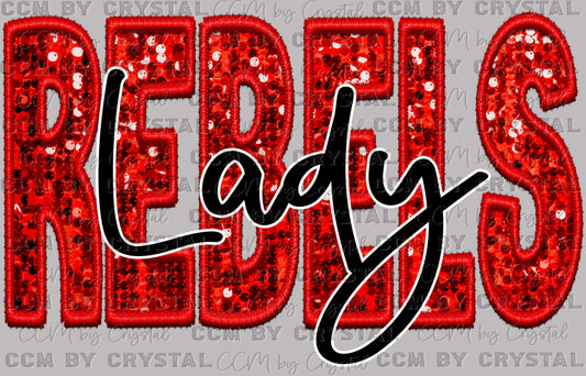 Lady Rebels Faux Sequins Faux Embroidery Ready to Press Transfer DTF Transfer Sublimation Transfer