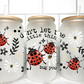 Lady Bugs UV Transfer 16oz Libby Glass Can Wrap Ready to Apply