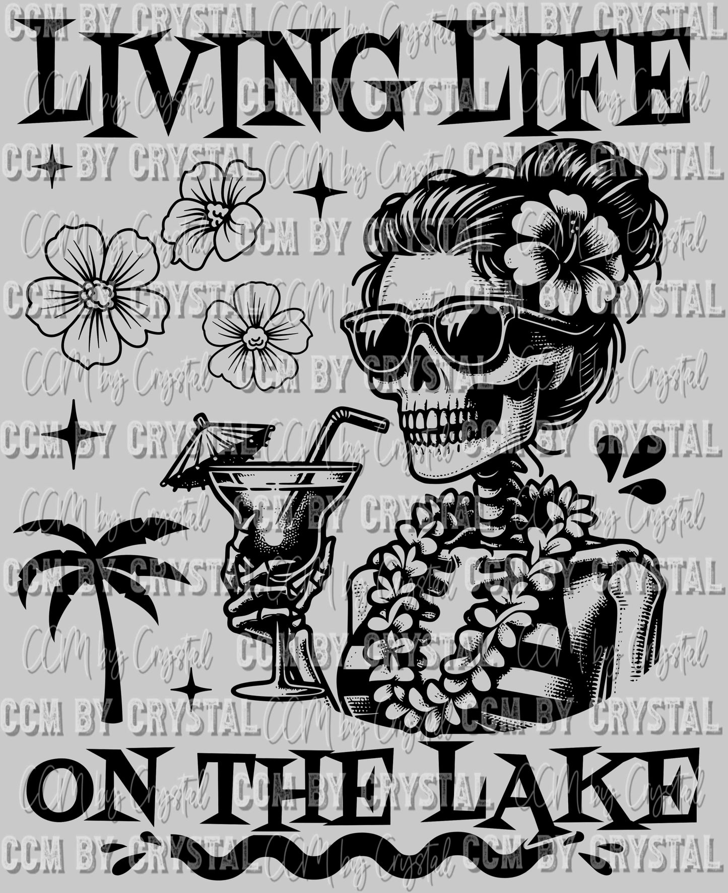 Living Life on the Lake Skellie Skeleton Ready to Press DTF Transfer Sublimation Transfer