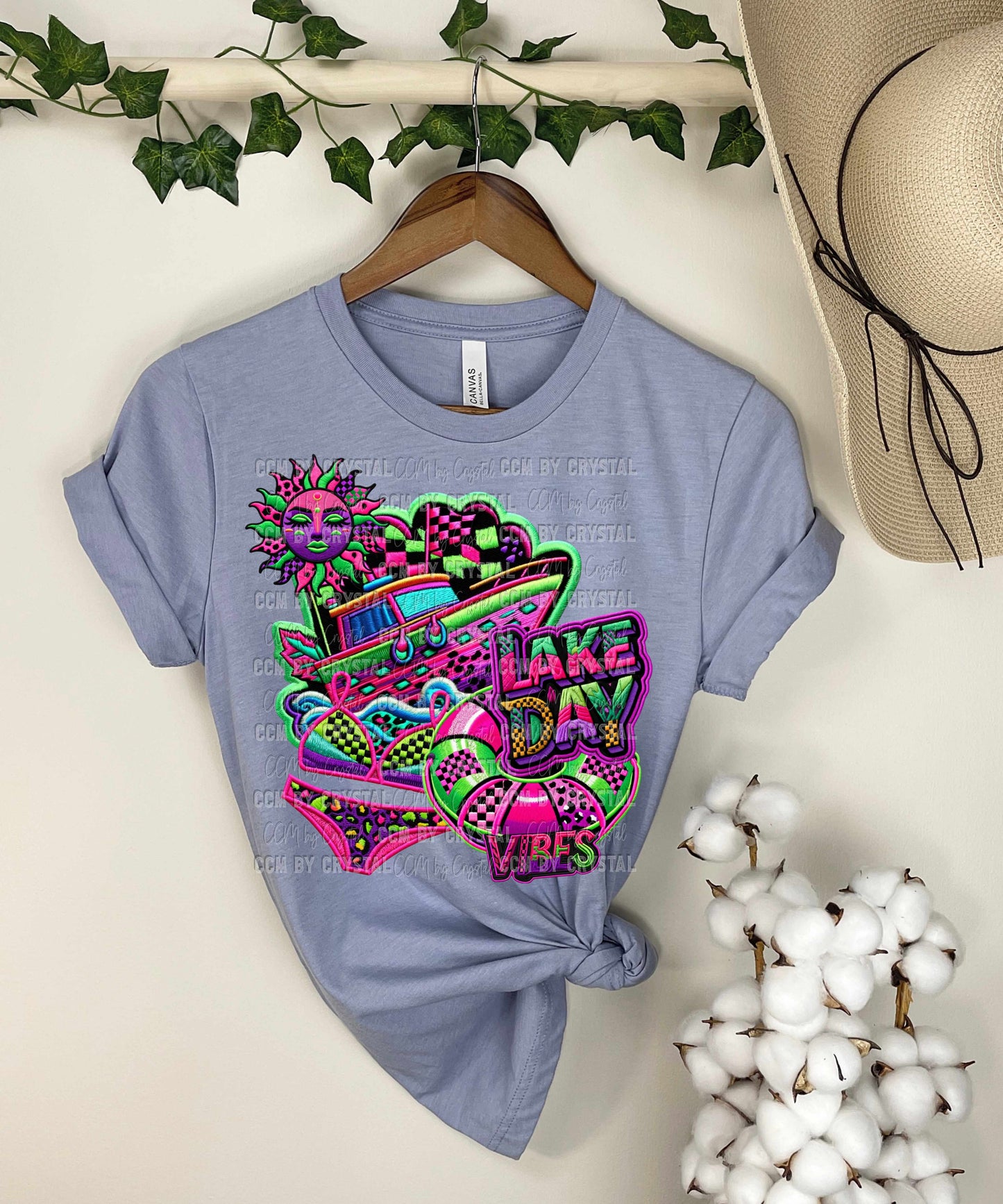 Lake Day Vibes Faux Embroidery Ready to Press Transfer