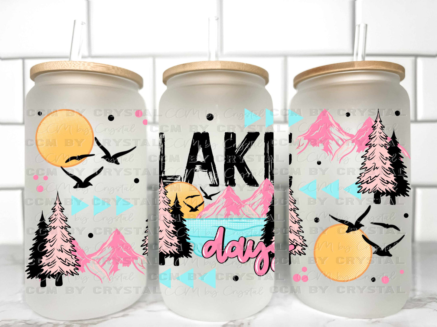 Lake Days Summer UV Transfer 16oz Libby Glass Can Wrap Ready to Apply