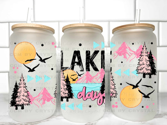 Lake Days Summer UV Transfer 16oz Libby Glass Can Wrap Ready to Apply