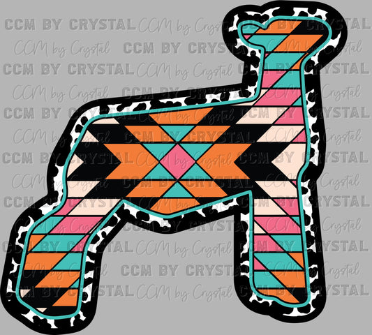 Aztec Lamb Clean Western Rodeo Ready to Press Transfer DTF Transfer Sublimation Transfer