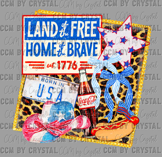 USA Land of the Free Patriotic 4th of July Ready to Press Instant Peel DTF Transfers Sublimation Transfers