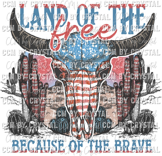 Land of the Free Because of the Brave Patriotic Fourth of July Ready to Press Transfer