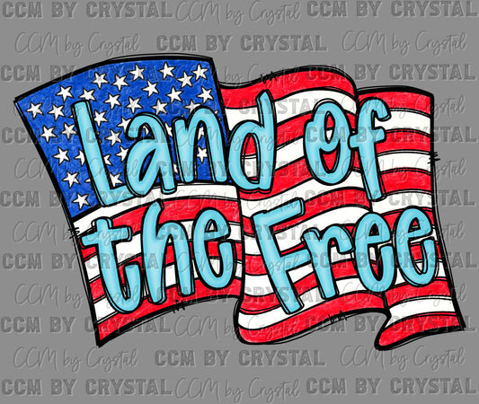 Land of the Free Flag USA Patriotic Ready to Press Transfer DTF Transfer Sublimation Transfer