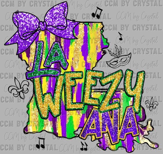 LA Weezy Ana Mardi Gras Ready to Press Transfer DTF Transfer Sublimation Transfer