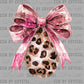 Leopard Pink Bow Easter Egg Faux Glitter Ready to Press DTF Transfers Sublimation Transfers