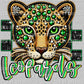 Leopards Mascot Green Faux Rhinestone Effect Ready to Press Transfer