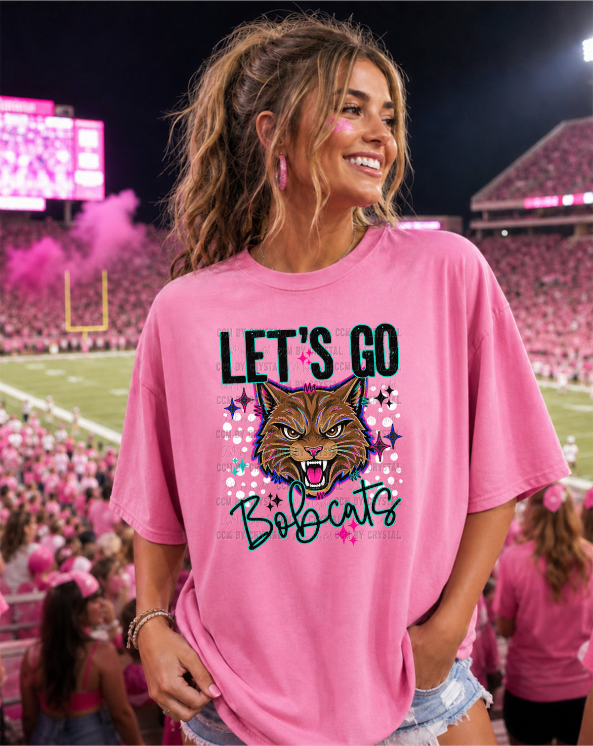 Let's Go Bobcats Mascot Ready to Press DTF Transfers