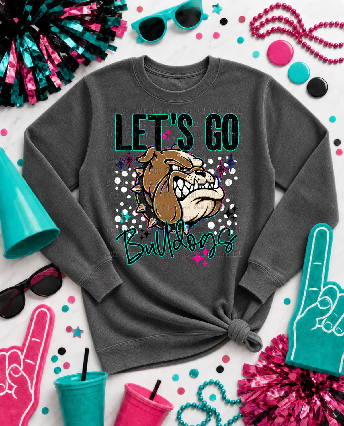 Let's Go Bulldogs Mascot Ready to Press DTF Transfers