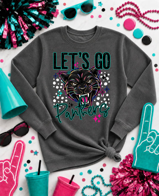 Let's Go Panthers Mascot Ready to Press DTF Transfers