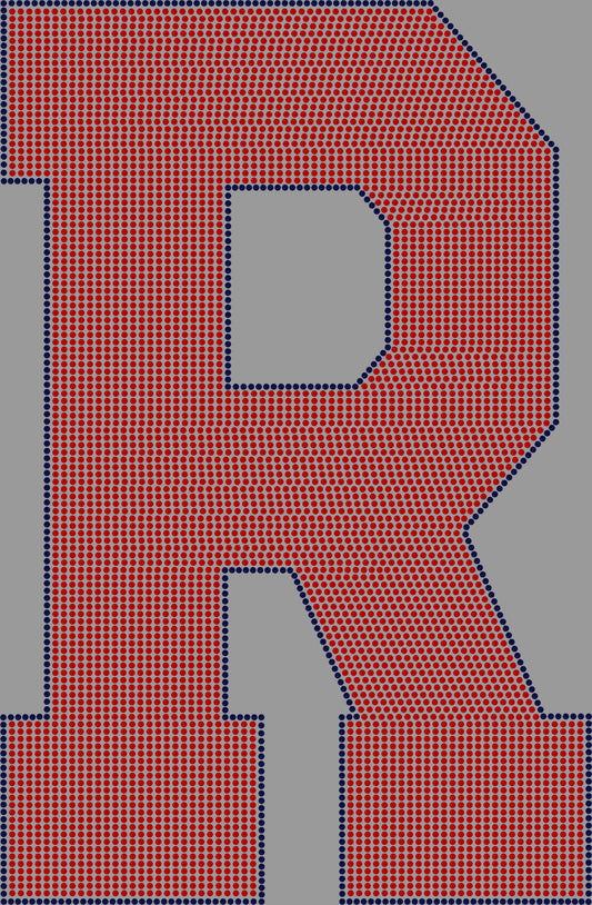 Letter R 2-Color Approximately 11" Tall Spangle Transfer