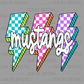 Colorful Lightning Bolts Mustangs Mascot Ready to Press Transfer DTF Transfer Sublimation Transfer