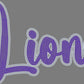 Lions 2-Color Approximately 11" wide Spangle Transfer