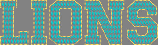 Lions 2-Color Approximately 11" wide X 3" Spangle Transfer