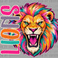 Lions Colorful Mascot Ready to Press DTF Transfers Sublimation Transfers