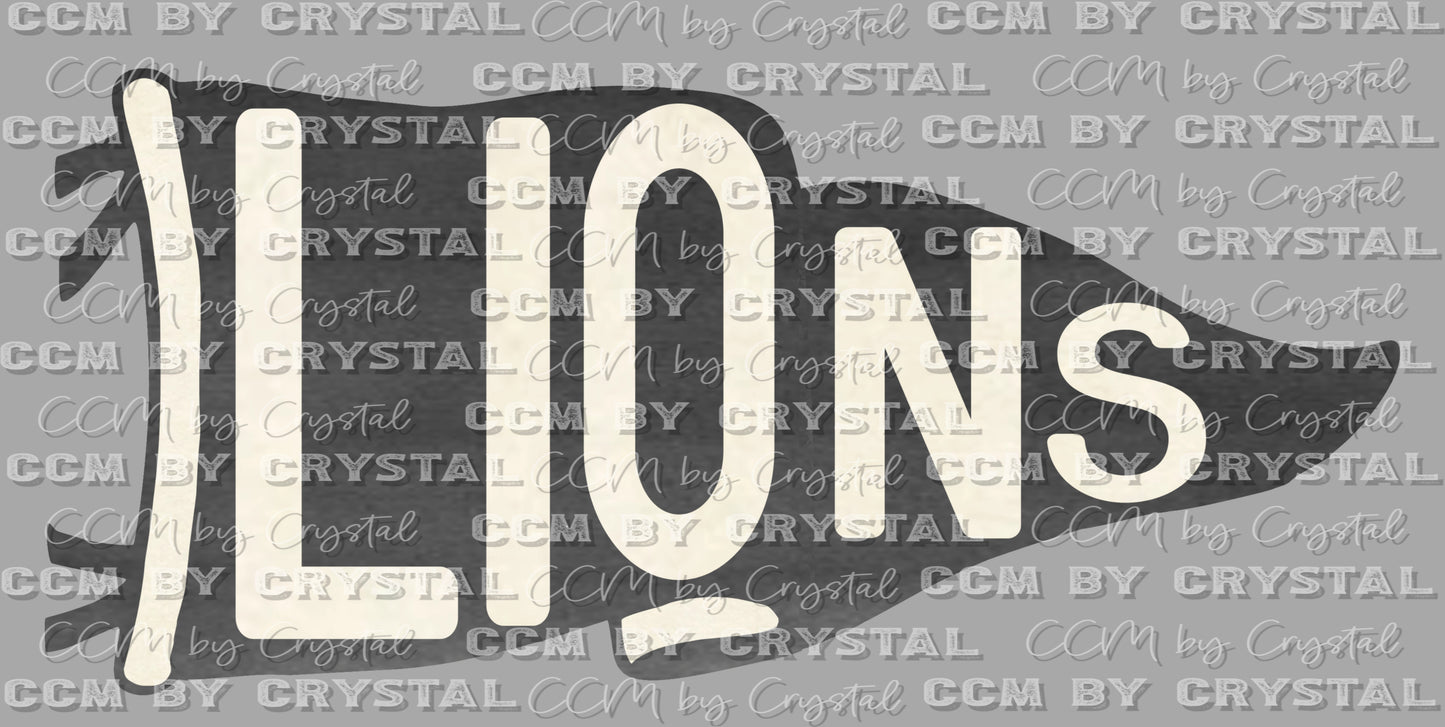 Lions Pennant Mascot Ready to Press Transfer DTF Transfer Sublimation Transfer