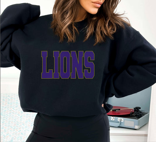 Lions 11" Wide 2- Color Spangle Transfer