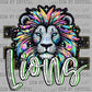 Lions Mascot Faux Rhinestone Effect Ready to Press Transfer DTF Transfer Sublimation Transfer