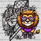 Lions Purple Mascot Ready to Press Transfer DTF Transfer Sublimation Transfer
